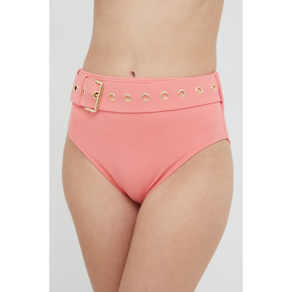 NWT Michael Kors Pink Belted Waist Eyelet Detail Bikini Bottom Swim Surf Size M